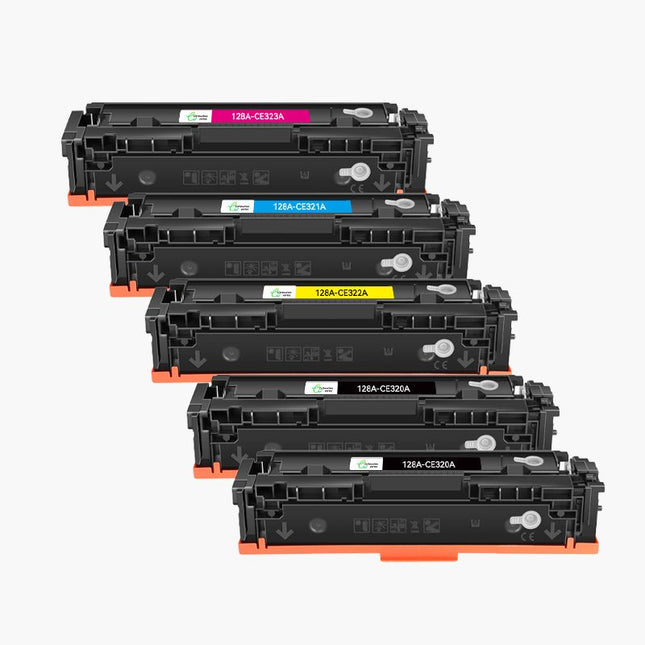 HP 128A (CE320A / CE321A / CE322A / CE323A) - Compatible Toner - 4 Couleurs (Format Standard) | Cartouche verte - Cartouche verte