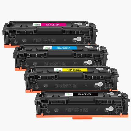 HP 128A (CE320A / CE321A / CE322A / CE323A) - Compatible Toner - 4 Couleurs (Format Standard) | Cartouche verte - Cartouche verte