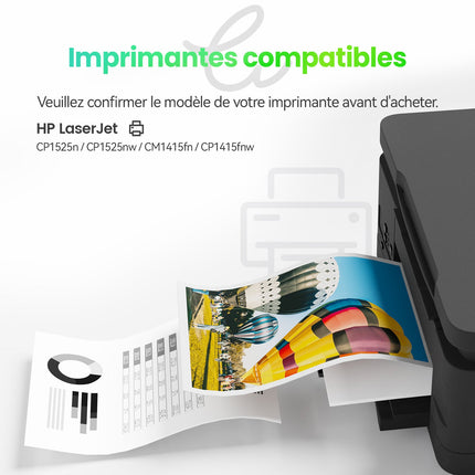 HP 128A (CE320A / CE321A / CE322A / CE323A) - Compatible Toner - 4 Couleurs (Format Standard) | Cartouche verte - Cartouche verte