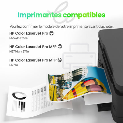 HP 201X (CF400X) Compatible Toner - 4 Couleurs（Format Standard) | Cartouche verte - Cartouche verte