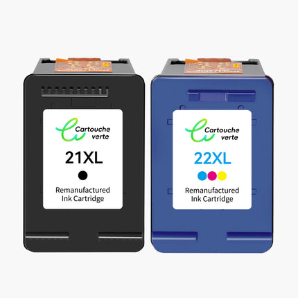 HP 21/22XL Cartouche d'encre compatible （Noir et Couleur ）| Haute qualité - Indication niveau d encre - Format XL - Cartouche verte
