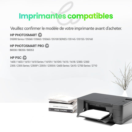 HP 344/339XL Cartouche d'encre compatible （Noir et Couleur ）| Recyclée et écologique - Indication niveau d encre - Format XL - Cartouche verte