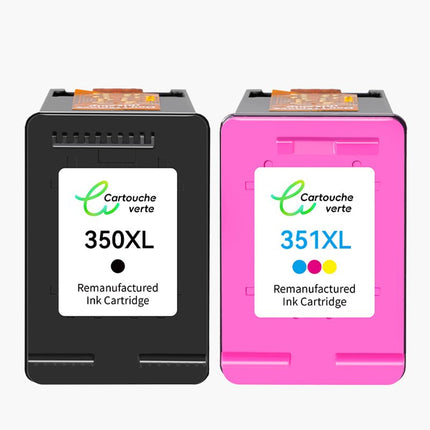 HP 350XL/351XL Cartouche d'encre compatible （Noir et Couleur ）| Recyclée et écologique - Indication niveau d encre - Format XL - Cartouche verte