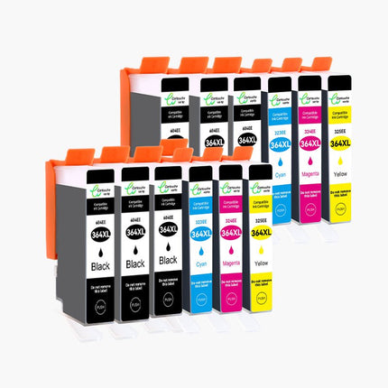 HP 364XL Cartouche d'encre Compatible - 4 Couleurs | Recyclée et écologique - Format XL - Cartouche verte