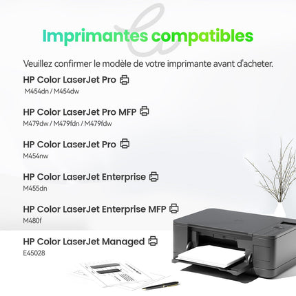 HP 415X (W2030X / W2031X / W2032X / W2033X) Compatible Toner - 4 Couleurs（ Format XL ) | Cartouche verte - Cartouche verte