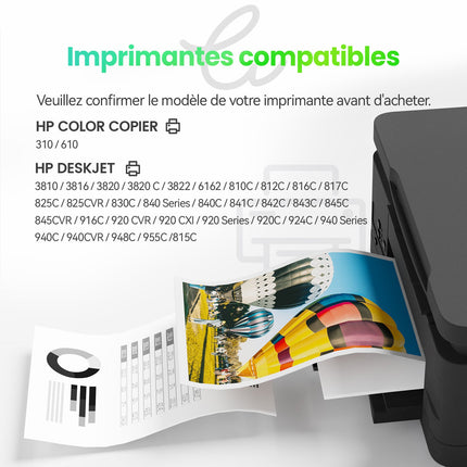 HP 78/15XL Cartouche d'encre compatible （Noir et Couleur ）| Recyclée et écologique - Indication niveau d encre - Format XL - Cartouche verte