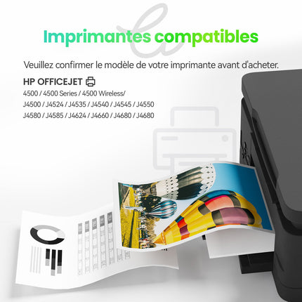 HP 901XL Cartouche d'encre compatible（Noir et Couleur）| Recyclée et écologique - Indication niveau d encre - Format XL - Cartouche verte
