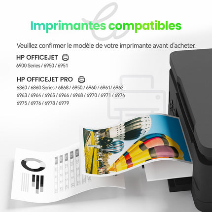HP 903XL Cartouche d'encre compatible - 4 Couleurs | Recyclée et écologique - Format XL - Cartouche verte