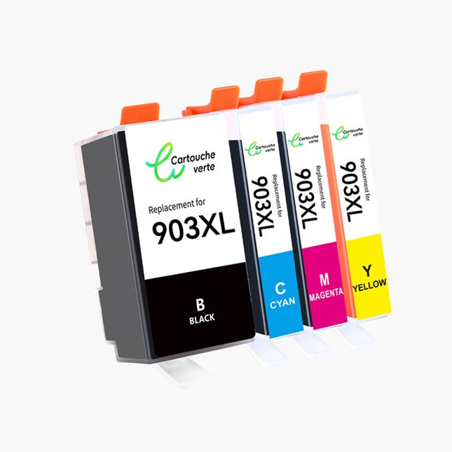 HP 903XL Cartouche d'encre compatible - 4 Couleurs | Recyclée et écologique - Format XL - Cartouche verte