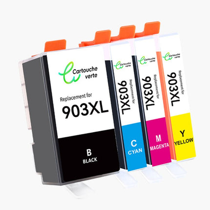 HP 903XL Cartouche d'encre compatible - 4 Couleurs | Recyclée et écologique - Format XL - Cartouche verte