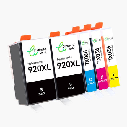 HP 920XL Cartouche d'encre compatible - 4 Couleurs | Recyclée et écologique - Format XL - Cartouche verte