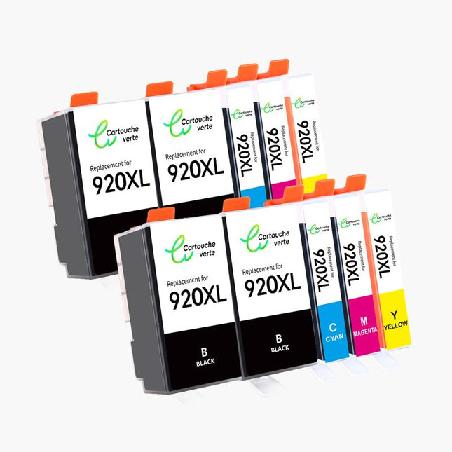 HP 920XL Cartouche d'encre compatible - 4 Couleurs | Recyclée et écologique - Format XL - Cartouche verte