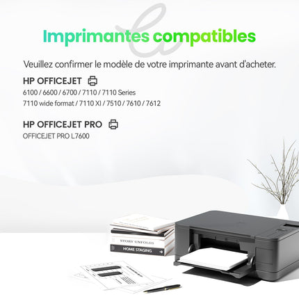 HP 932/933XL Cartouche d'encre compatible - 4 Couleurs | Recyclée et écologique - Format XL - Cartouche verte