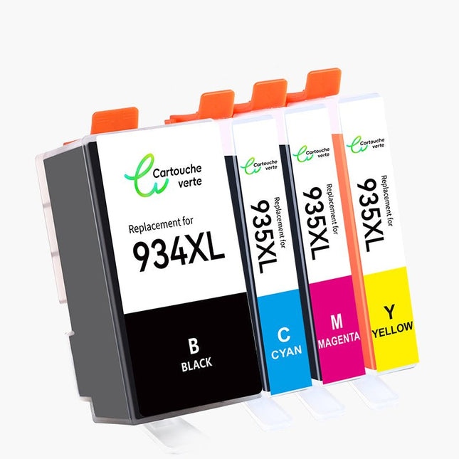 HP 934/ 935XL Cartouche d'encre Compatible - 4 Couleurs | Recyclée et écologique - Format XL - Cartouche verte