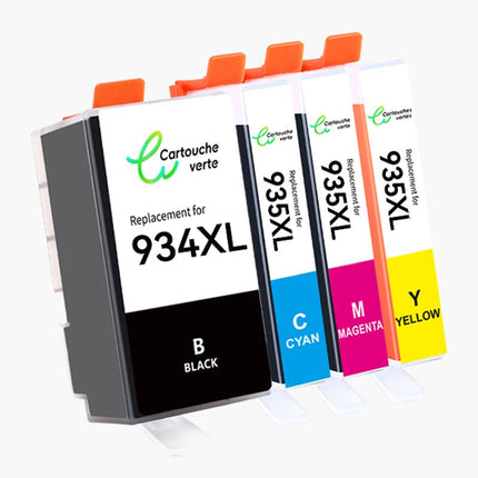 HP 934/ 935XL Cartouche d'encre Compatible - 4 Couleurs | Recyclée et écologique - Format XL - Cartouche verte