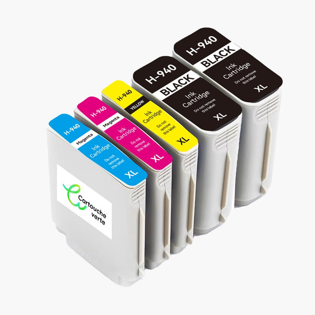 HP 940XL Cartouche d'encre compatible - 4 Couleurs | RecyclĂ©e et Ă©cologique - Format XL - Cartouche verte