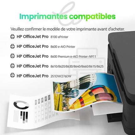 HP 950 / 951XL Cartouche d'encre Compatible - 4 Couleurs | Recyclée et écologique - Format XL - Cartouche verte