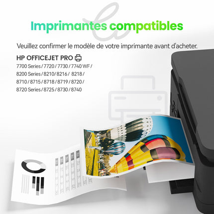 HP 953XL Cartouche d'encre Compatible - 4 Couleurs | Recyclée et écologique - Format XL - Cartouche verte