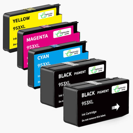 HP 953XL Cartouche d'encre Compatible - 4 Couleurs | Recyclée et écologique - Format XL - Cartouche verte