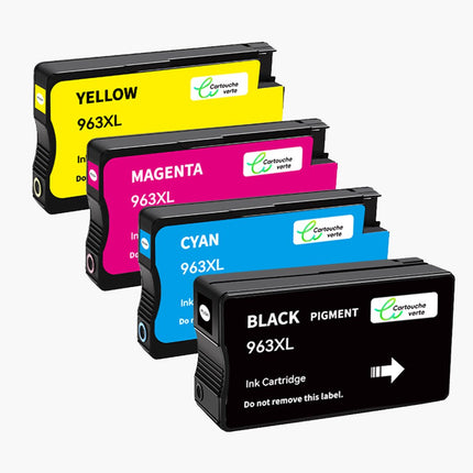 HP 963XL Cartouche d'encre Compatible - 4 Couleurs | Recyclée et écologique - Format XL - Cartouche verte