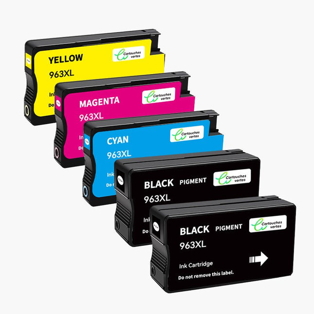 HP 963XL Cartouche d'encre Compatible - 4 Couleurs | Recyclée et écologique - Format XL - Cartouche verte