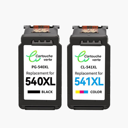 CANON PG - 540XL/CL - 541XL Cartouche d'encre compatible （Noir/Couleur）| Recyclée et écologique - Indication niveau d encre - Format XL - Cartouche verte