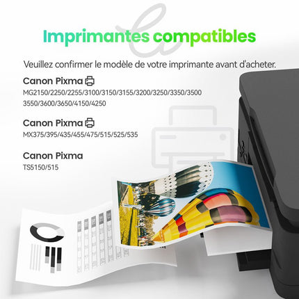 CANON PG - 540XL/CL - 541XL Cartouche d'encre compatible （Noir/Couleur）| Recyclée et écologique - Indication niveau d encre - Format XL - Cartouche verte