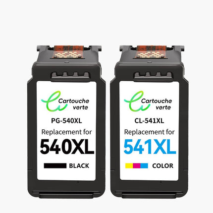 CANON PG - 540XL/CL - 541XL Cartouche d'encre compatible （Noir/Couleur）| Recyclée et écologique - Indication niveau d encre - Format XL - Cartouche verte
