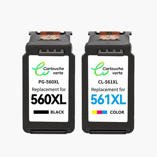 CANON PG - 560XL/CL - 561XL Cartouche d'encre compatible (Noir/Couleur)| Recyclée et écologique - Indication niveau d encre - Format XL - Cartouche verte
