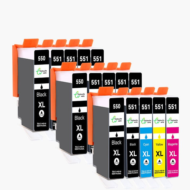 CANON PGI - 550/CLI - 551 XL Cartouche d'encre Compatible - 4 Couleurs | Recyclée et écologique - Format XL - Cartouche verte