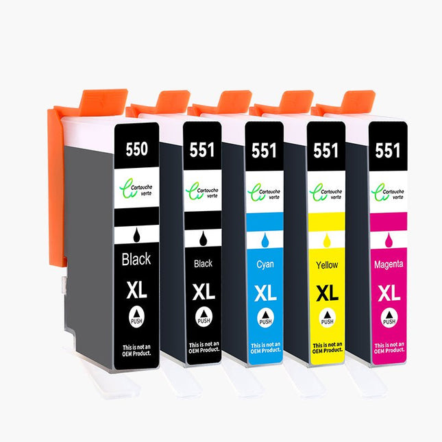 CANON PGI - 550/CLI - 551 XL Cartouche d'encre Compatible - 4 Couleurs | Recyclée et écologique - Format XL - Cartouche verte