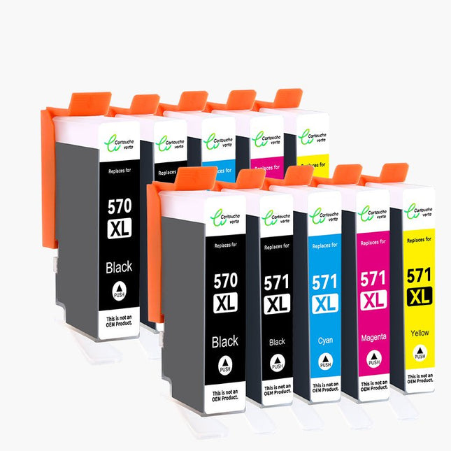 CANON PGI - 570/CLI - 571XL Cartouche d'encre Compatible - 4 Couleurs | Recyclée et écologique - Format XL - Cartouche verte