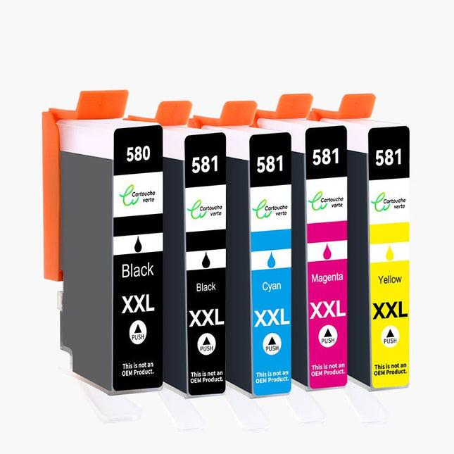 CANON PGI - 580XL/CLI - 581XL Cartouche d'encre Compatible - 4 Couleurs | Recyclée et écologique - Format XL - Cartouche verte