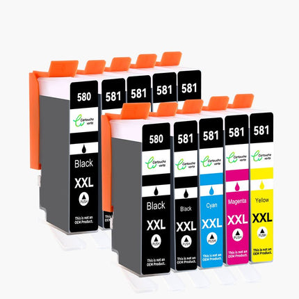 CANON PGI - 580XL/CLI - 581XL Cartouche d'encre Compatible - 4 Couleurs | Recyclée et écologique - Format XL - Cartouche verte