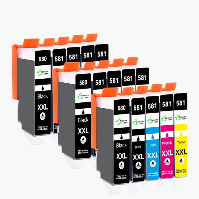CANON PGI - 580XL/CLI - 581XL Cartouche d'encre Compatible - 4 Couleurs | Recyclée et écologique - Format XL - Cartouche verte