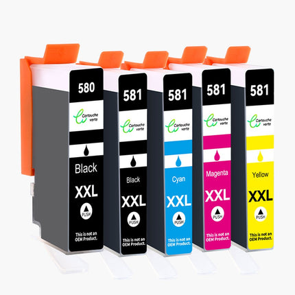 CANON PGI - 580XL/CLI - 581XL Cartouche d'encre Compatible - 4 Couleurs | Recyclée et écologique - Format XL - Cartouche verte