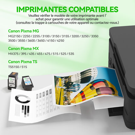 540-541XL – Cartouches d'encre compatibles pour Canon PG-540 XL CL-541 XL | Grande Capacité | Haute performance