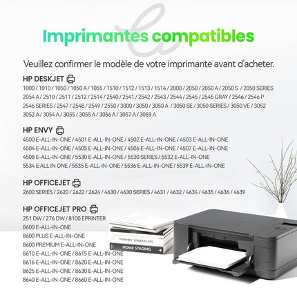 HP 301XL Cartouche d'encre compatible Noir et Couleur | Recyclée et écologique - Indication niveau d encre - Format XL - Cartouche verte