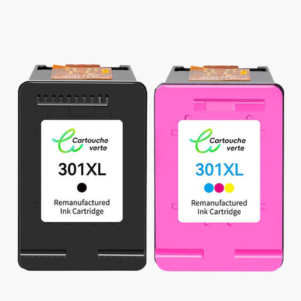 HP 301XL Cartouche d'encre compatible Noir et Couleur | Recyclée et écologique - Indication niveau d encre - Format XL - Cartouche verte