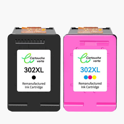 HP 302XL Cartouche d'encre compatible （Noir/Couleur）| Recyclée et écologique - Indication niveau d encre - Format XL - Cartouche verte