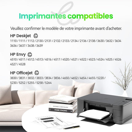 HP 302XL Cartouche d'encre compatible （Noir/Couleur）| Recyclée et écologique - Indication niveau d encre - Format XL - Cartouche verte