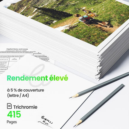 HP 62XL Cartouche d'encre compatible （Noir et Couleur ）| Recyclée et écologique - Indication niveau d encre - Format XL - Cartouche verte
